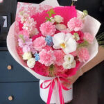 Pink Orchid Carnation Flower Bouquet