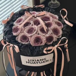 Purple Rose Black Flower Box