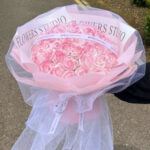 Soft Pink Rose White Mesh Bouquet