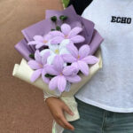 Purple and White Chenille Stem Lily Bouquet