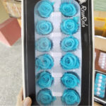 RoseRola Box of Ten Aqua Blue Preserved Roses